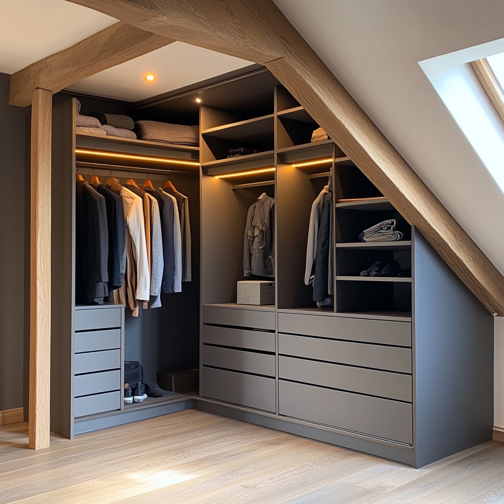 Dressing sous rampants — chantier réalisé par West Rénov'